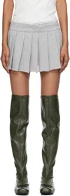Open Yy Pleated Layered Knit Mini Skirt In Gray