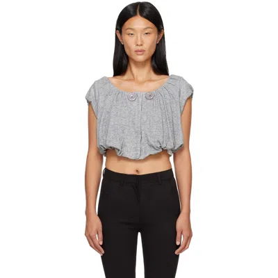 Open Yy グレー Shirred ジャージ ベスト In Gray