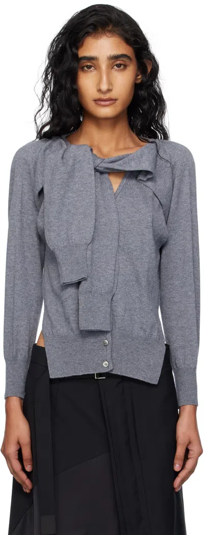 Open Yy Gray Sleeve Layered Cardigan