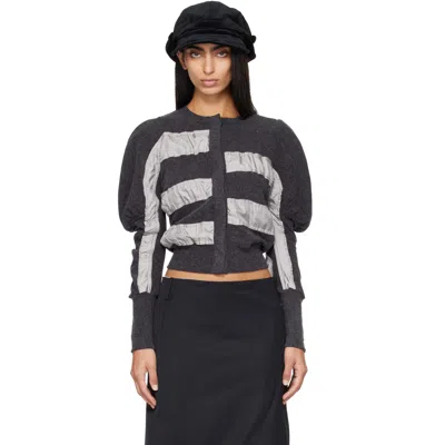 Open Yy Gray Slouchy Puff Panel Cardigan