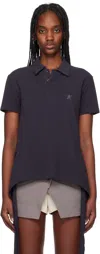 Open Yy Gray Trim Polo In Charcoal