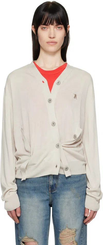 Open Yy Gray Twisted Placket Cardigan