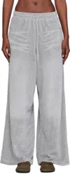 Open Yy Gray Velour Wide Lounge Pants In White