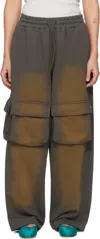 Open Yy Gray Washed Pocket Baggy Sweatpants In Charcoal