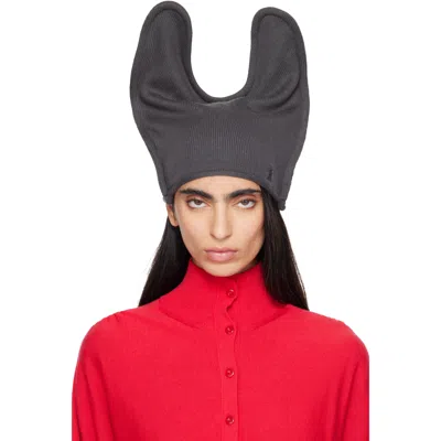 Open Yy Gray Wire Knit Beanie In Charcoal