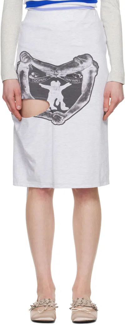 Open Yy Gray Yy Hug & Heart Cutout Midi Skirt