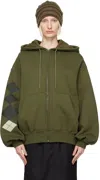 Open Yy Green Argyle Box Hoodie In Khaki