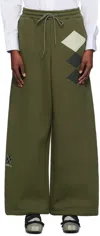Open Yy Green Argyle Wide Sweatpants In Khaki