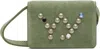 Open Yy Green Micro Suede Stud Wallet Bag In Green