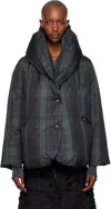 Open Yy Green Tartan Blanket Puffer Down Jacket In Green