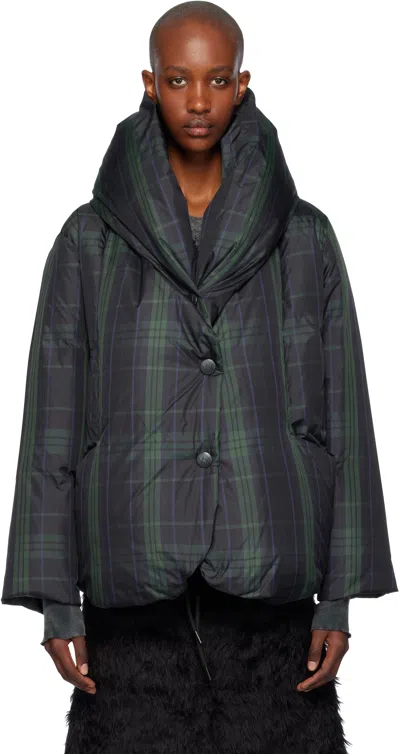 Open Yy Green Tartan Blanket Puffer Down Jacket