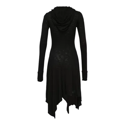 Open Yy Hooded Jersey Dress In Black