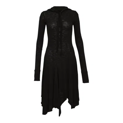 Open Yy Hooded Jersey Dress In Black