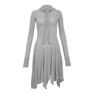 Open Yy Hooded Jersey Dress In Gray
