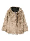 Open Yy Hooded Reversible Faux-fur Jacket In Brown