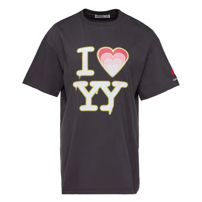 Open Yy I Love Yy Box Tee In Gray