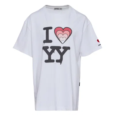 Open Yy I Love Yy Box Tee In Gray