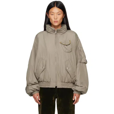 Open Yy カーキ Fluid カーゴ ボンバージャケット In Gray