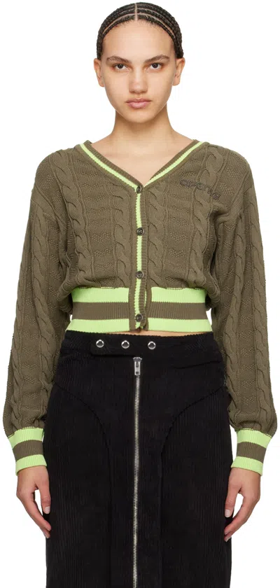 Open Yy Khaki Heart & Cable Cardigan