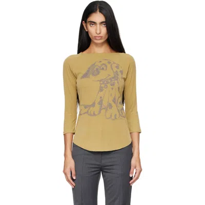 Open Yy Khaki 'pet Club' Dalmatian Doodle T-shirt In Mustard