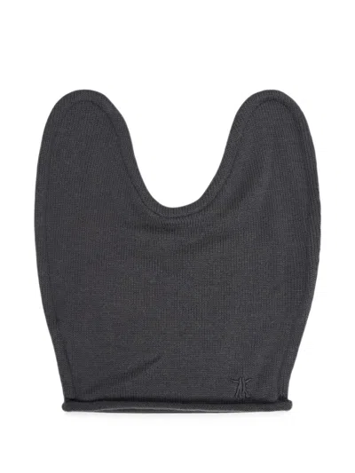 Open Yy Knitted Cat-ear Beanie Hat In Gray