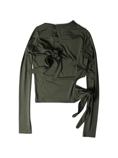 Open Yy Knot-detail Top In Green