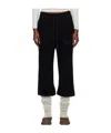 Open Yy Layered Knee-high Socks Lounge Pants In Black