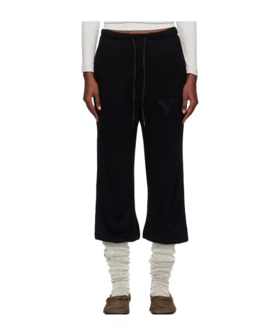 Open Yy Layered Knee-high Socks Lounge Pants In Black