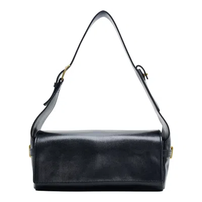 Open Yy Leather Belting Duffle Bag In Black