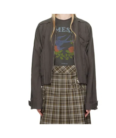 OPEN YY LINEN PANELED BOMBER JACKET