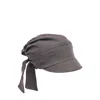 Open Yy Tie-up Linen Hat In Gray