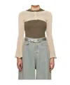 Open Yy Long-sleeved Knitted Top In Neutral