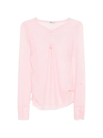 Open Yy Mesh Hooked T-shirt In Pink