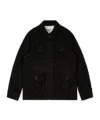 Open Yy Multi-pocket Safari Denim Jacket In Black