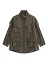 Open Yy Multi-pocket Utility Coat In Gray