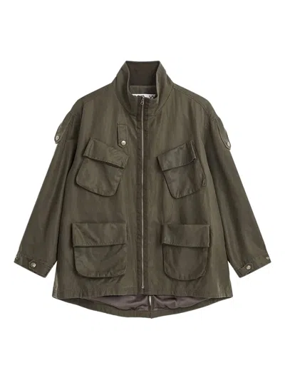 Open Yy Multi-pocket Utility Coat In Gray