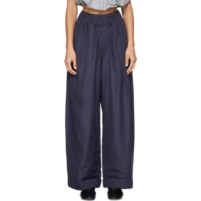 Open Yy Navy Fluid Full Gather Trousers In Dark Navy