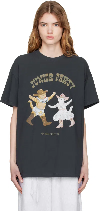 Open Yy Navy Pet Club Kitty Party T-shirt In Black