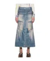 Open Yy Blue Jean Effect Denim Maxi Skirt In Blue