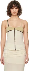 Open Yy Off-white Contrast Trim Tank Top In Cream