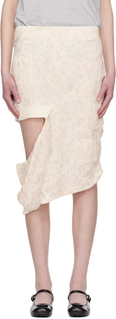 Open Yy Off-white Floral Blankie Midi Skirt In Multi