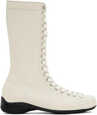Open Yy Off-white Lace Up Training Boots