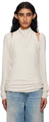 Open Yy Off-white Pleats Convertible Bolero Top In White