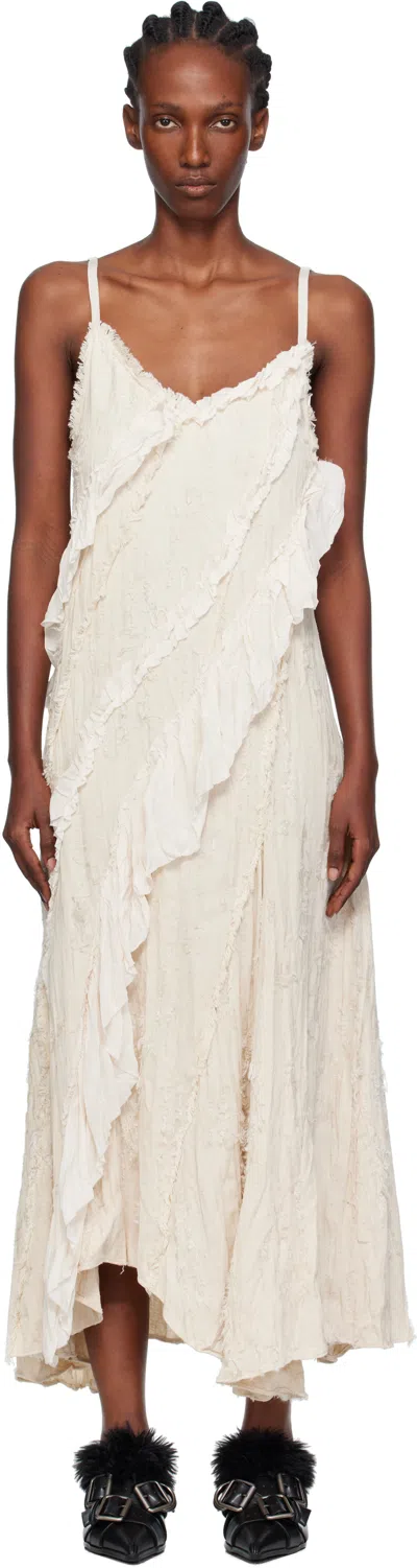 Open Yy Off-white Ruffle Maxi Dress
