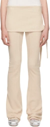 Open Yy Off-white Waffle Skirt Layered Lounge Pants In Beige