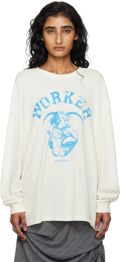 Open Yy Off-white 'worker' Pet Club Long Sleeve T-shirt