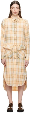 Open Yy Orange Check Midi Dress In Salmon