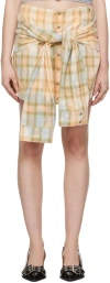 Open Yy Orange Check Miniskirt In Salmon