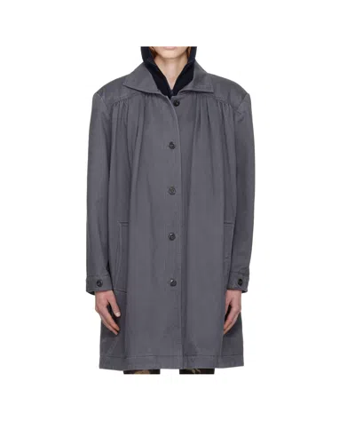 Open Yy Over Shirred Top Coat In Gray
