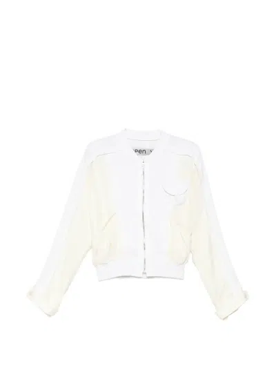 Open Yy Panelled Gathered-detail Jacket In White